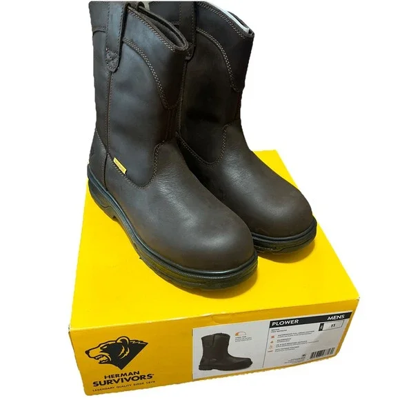 HERMAN SURVIVORS - SIZE: 11 - Leather Plower Waterproof Steel Toe Work Boots