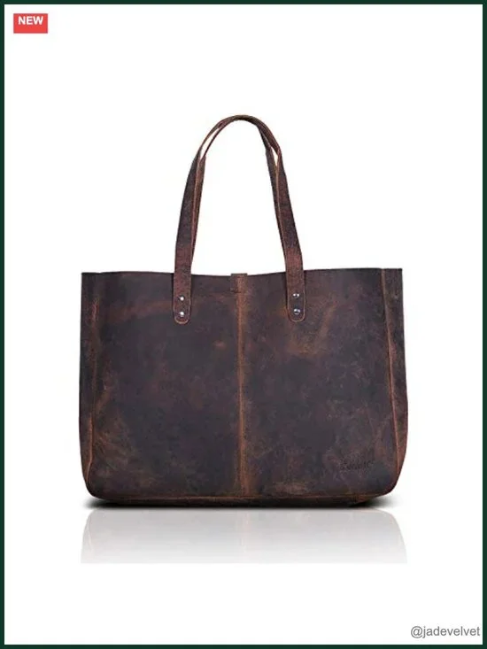 Vintage Leather Satchel Tote Bag - Distressed Top Grain Handbag - Multipurpose