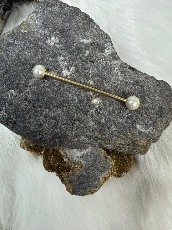 Vintage Swank Gold Tone Faux Pearl Collar Bar