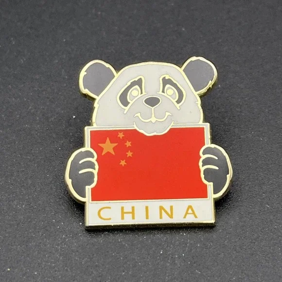 China Chinese Flag‎ Panda Lapel Hat Pin