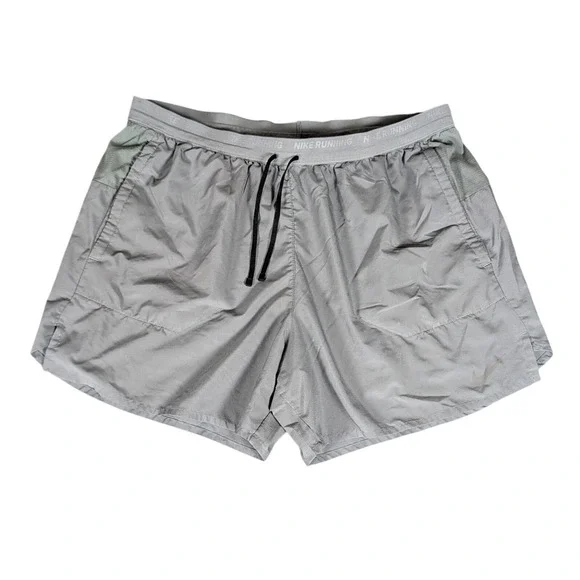 Nike Running Grey Ripstop Athletic Shorts Mesh Panels Pockets Men's Training