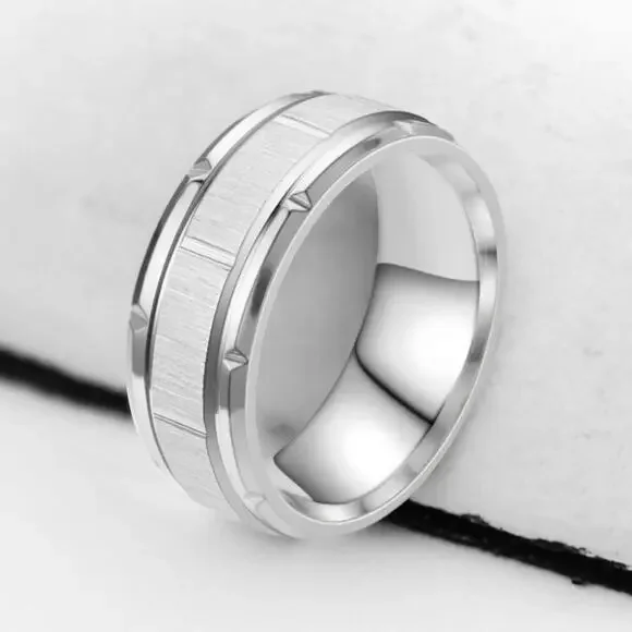 NEW 18K white gold plated men's wedding band ring jewelry size 10 B21B