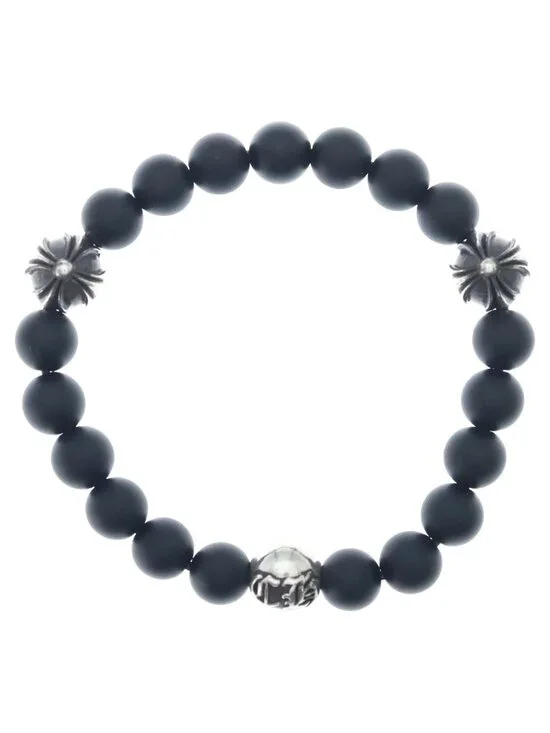 Chrome Hearts 8 Bead Onyx Beads Bracelet Black Silver