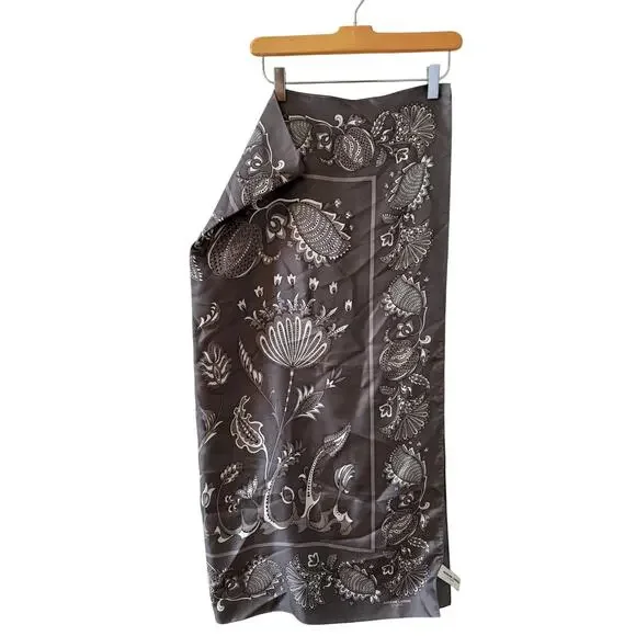 Adrienne Landau Studio Silk Scarf Steel Gray Print Square