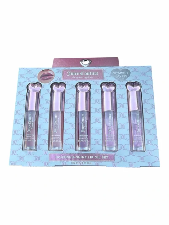 NWT Juicy Couture Nourish & Shine Lip Oil Set 5 Pack Vitamin E Infused Hearts