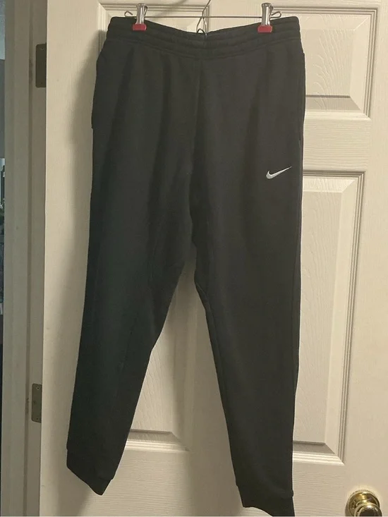 Nike Black Men's Jogger Sweatpants with White Swoosh