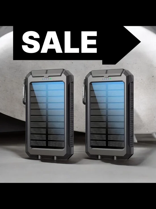 Solar Power Bank, 2 Packs of  20000Mah, Portable Outdoor Phone Accessory! All