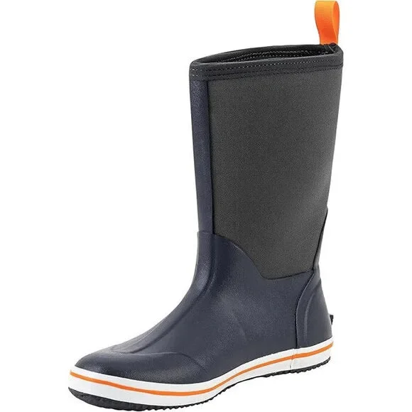 Ubon Mens Size 12 Navy Blue Pull On Waterproof Fishing NonSlip Rubber Rain Boots