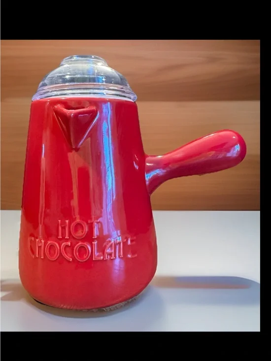 William Sonoma Bonjour Cranberry Red Hot Chocolate' Ceramic Pot Pitcher with Lid