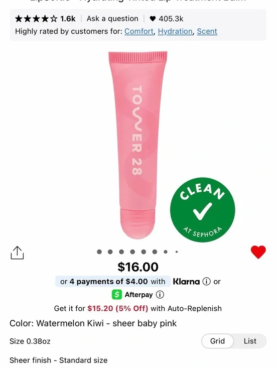 Tower 28 Sheer Watermelon Kiwi Lip Treatment — Baby Pink