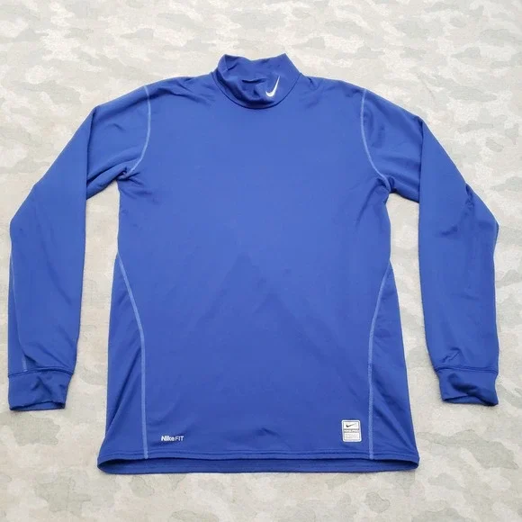 Nike Pro Shirt Mens Large Blue Pullover Dri-Fit Long Sleeve Compression Gym