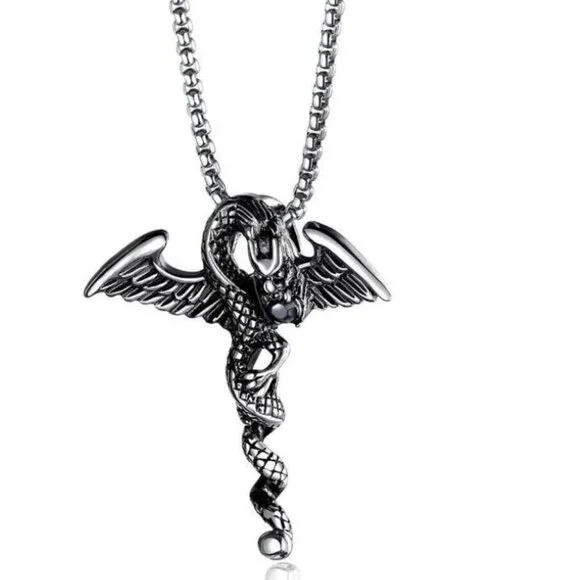 ❤️Stainless steel rhinestone dragon Necklace, N90201P137