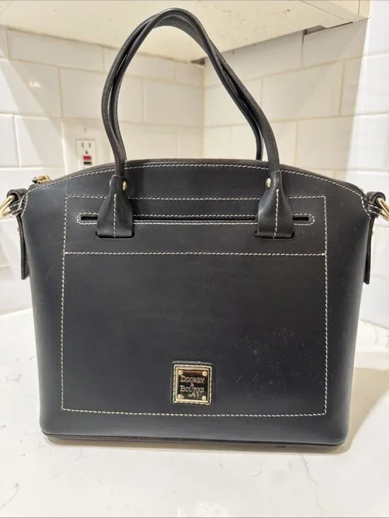 As Is Dooney and Bourke Black Leather Satchel Bag Tote
