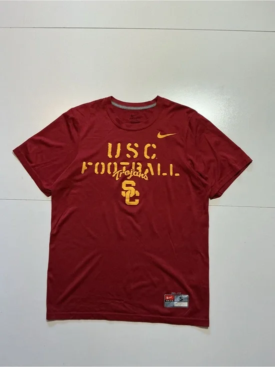Nike Dri Fit USC Trojans Football Swoosh Training Gym Graphic S/S T-Shirt