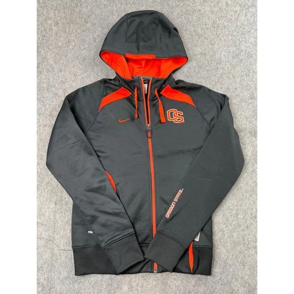 Nike Therma-FIT Oregon State Beavers Full Zip Hoodie Mens XS Black Orange OS