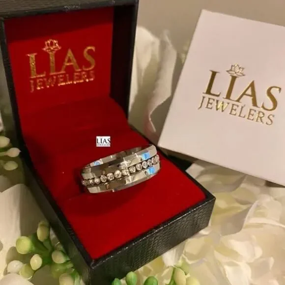 New 18k white gold men’s wedding ring men’s wedding band