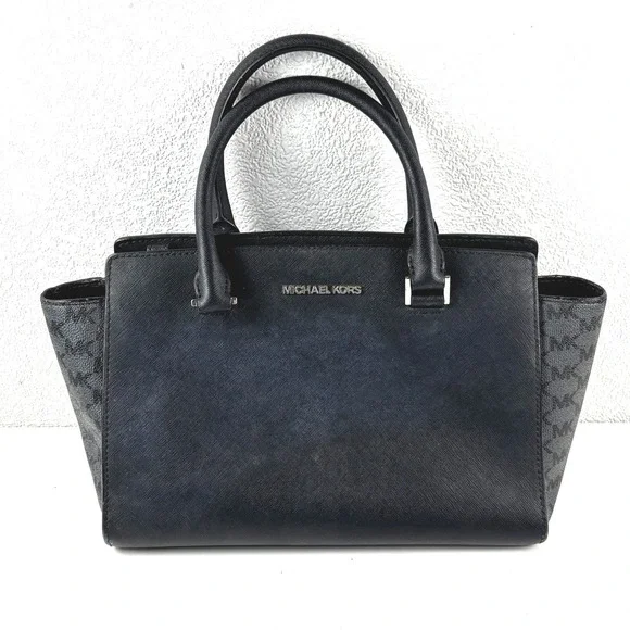 Michael‎ Kors Satchel Womens Medium Black Saffiano Monogram Handbag