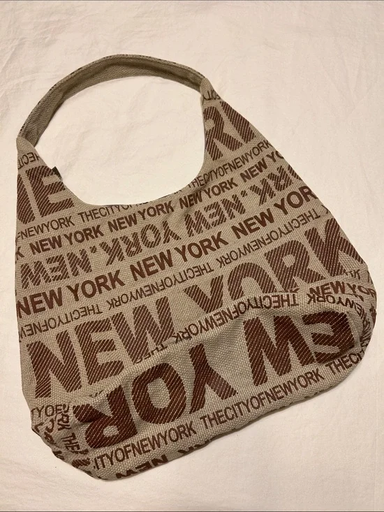 Robin Ruth New York Canvas Shoulder Bag - Brown/Cream
