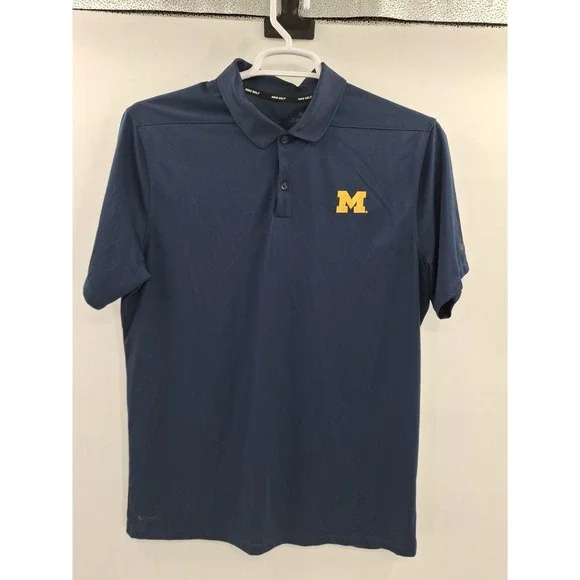 Nike Golf Dri-Fit Michigan Wolverines Large Blue Polo Shirt