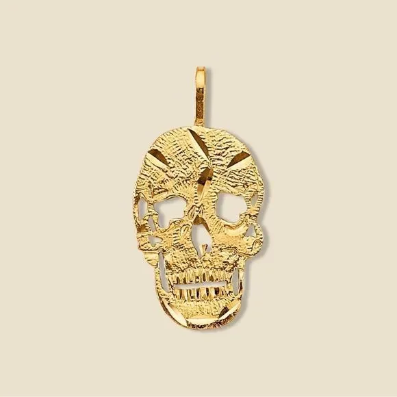 14k Solid Gold Skull Charm | Birthday Gift | Fine Jewelry | Skull Pendant |