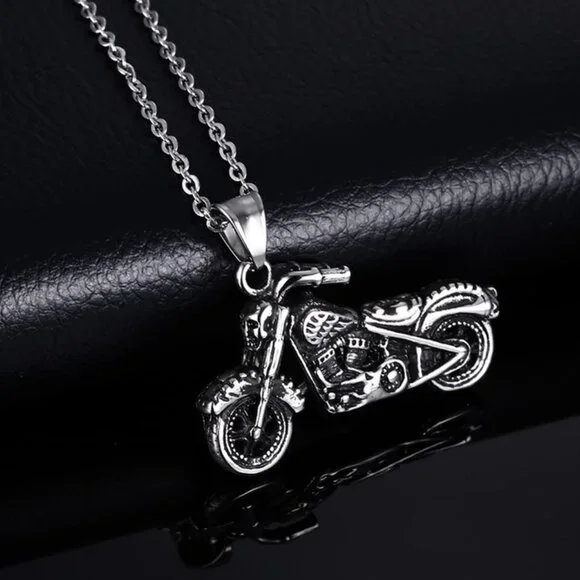 ❤️Simple Fashion bike antique silver charms pendant necklace for menN90201P226