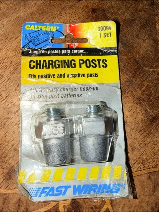Calterm 30094 Side Terminal Battery Charging Posts Positive and Negative Set New