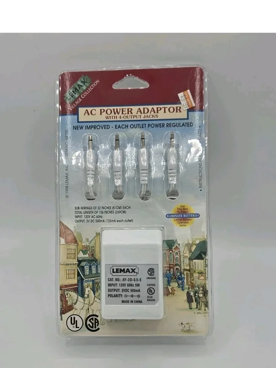 VTG Lemax Village Collection AC Power Adapter with 4 Output Jacks #54100 1998