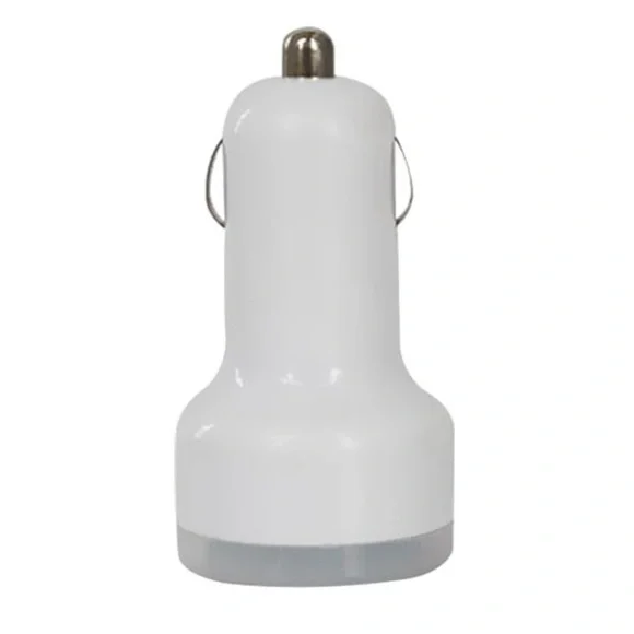 White Dual USB Universal Adapter Car Charger