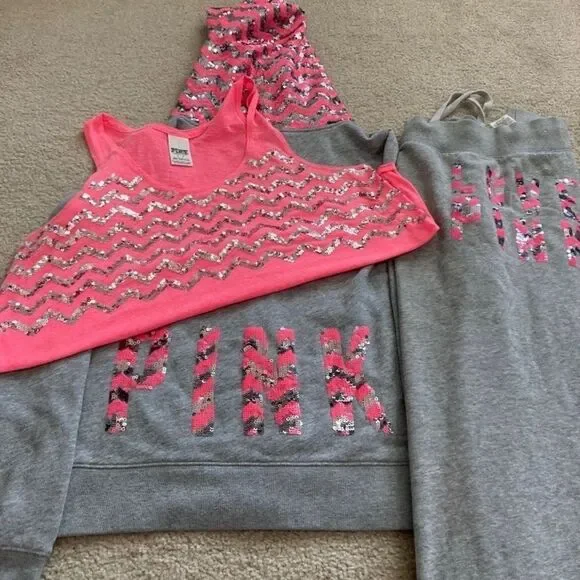 VS PINK CHEVERON BLING SET S