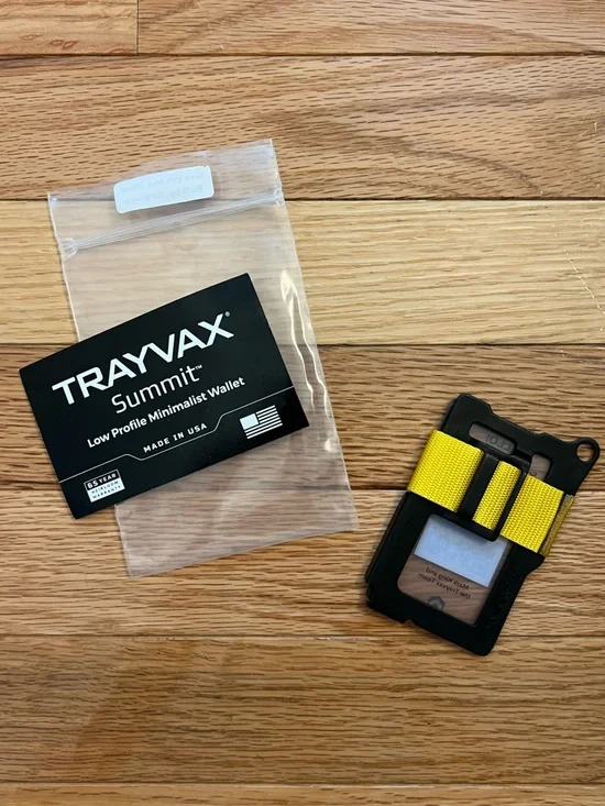 Trayvax Summit Minimalist Wallet - Black with Yellow Strap