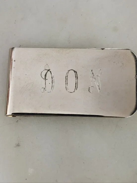 Gold Tone Monogrammed Money Clip -DON