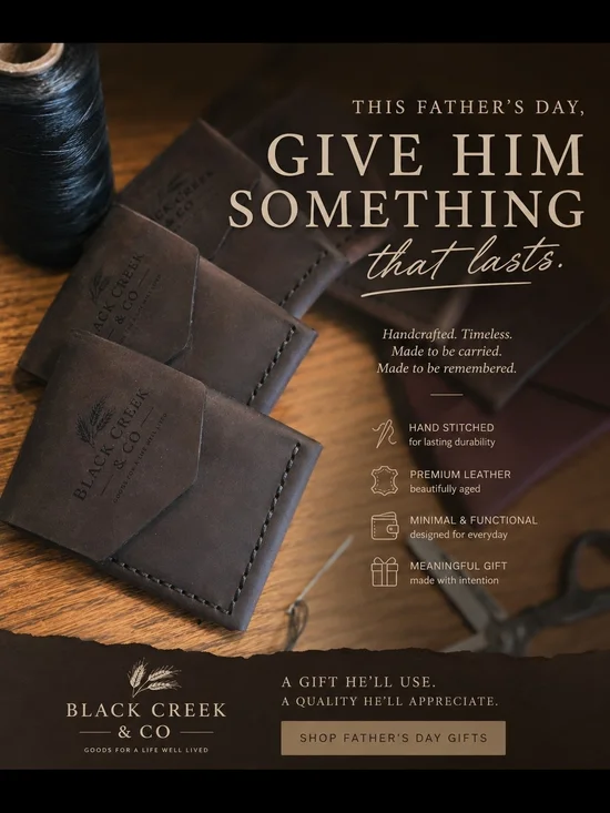 Black Creek & Co Brown Leather Minimal Wallet