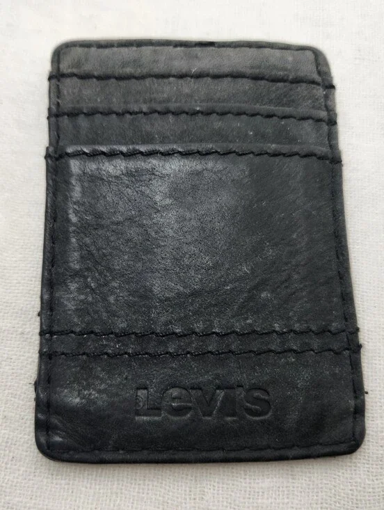 Levi's Black Leather Money Clip Wallet 2.75