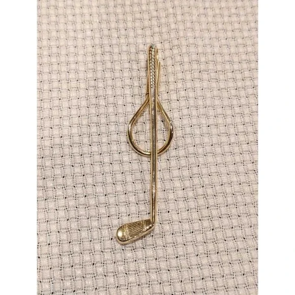 Gold Tone‎ Golf Club Tie Clip Bar Mens Fashion Accessory Holder