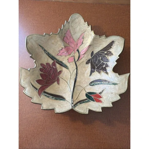 Vtg Brass/Cloisonne 9