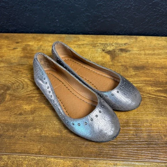 Frye Carson Shimmer MAS-73 Pewter‎ Manmade Flats Kids Size 11