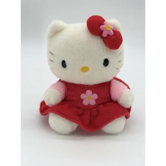 Sanrio Hello Kitty 2000's Pink Flower Red Dress Vintage Hard To Find