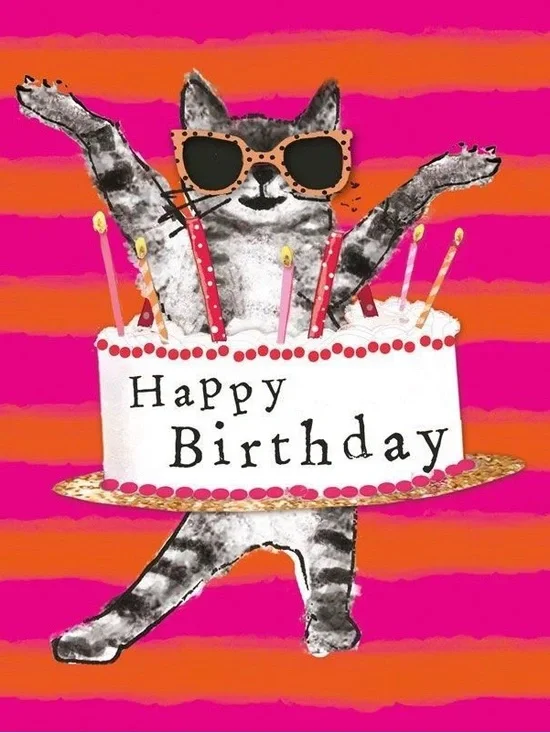 3 Pinterest Finds! So pretty! Birthday Cat Wall Art Print - Pink & Orange