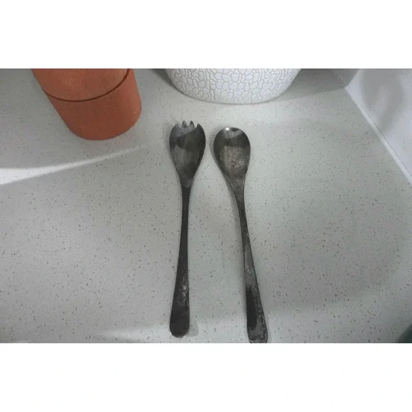 Vintage Silver Plated England Spoon & Spork Set‎ Serving Utensils