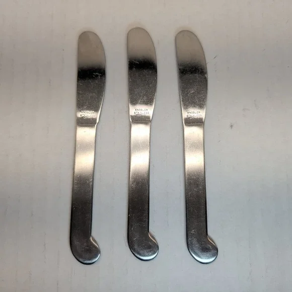 Knobler Stainless Japan Butter Spreader Set of 3 Pistol Grip Handle Silver 5.75
