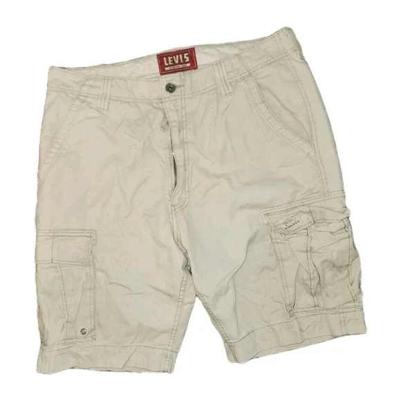 Levis Tan Khaki Cargo Shorts Men's Size 36 Flat Front Thick‎