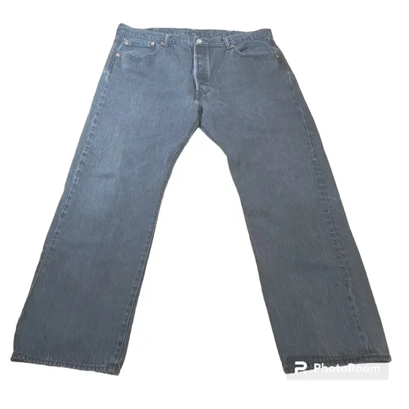 Levi's 501 Jeans Button Fly Straight Leg Black Denim Mid Rise Vtg Y2k Fits 38/28