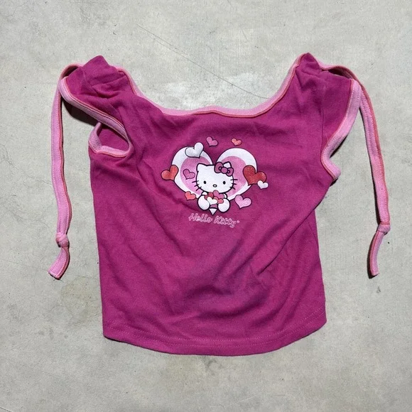 Vintage 1990s Sanrio HELLO KITTY T Shirt Made in USA SZ Small Pink Top Y2K