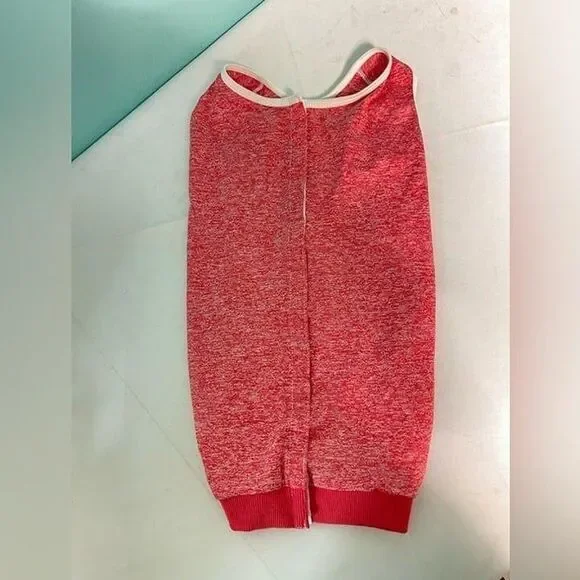 Tongchepe Red Heathered Pet Sweater Tank‎ with White Trim Size L cat Clothes