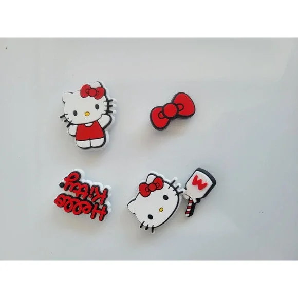 Kitty Shoe & Boot Charms Suitable for Clogs - Iconic Red Bow & Hello Kitty Face