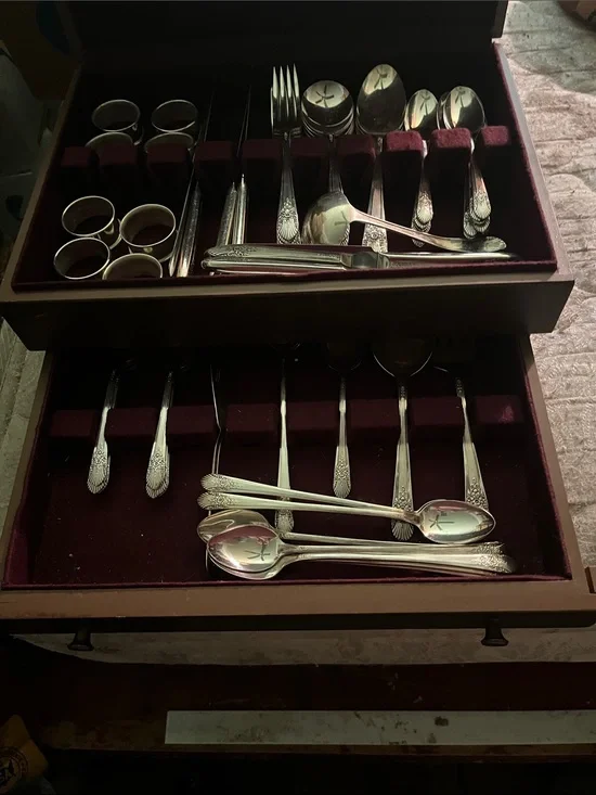 Silver Plated Flatware Set - Elegant Silver Dining Cutlery Wm Rogers 67 pces