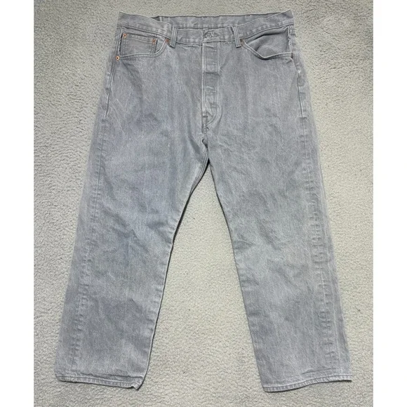 Levi's 501 Original Fit Jeans Men's 34x26 Gray Denim Button Fly Straight Leg