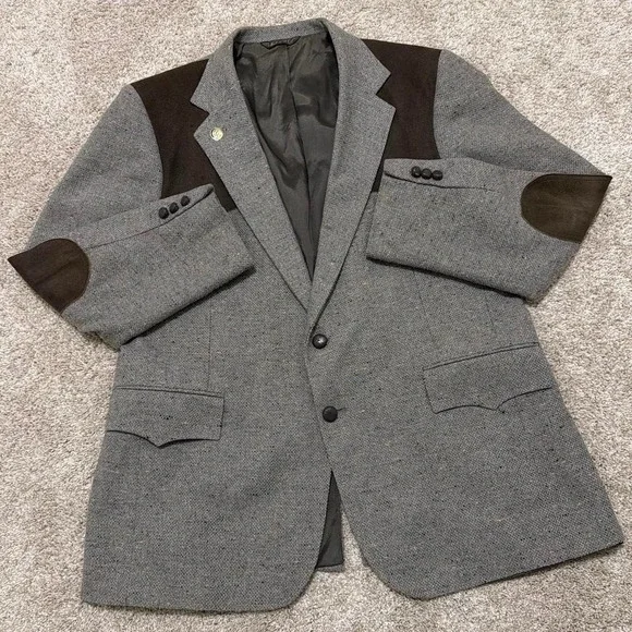 Rare 70s Levi's Western Blazer | Gray‎ Tweed with Brown Panels | Made in USA | L