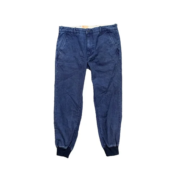 Levis Chino Joggers Mens 34 Blue Regular Fit Tapered Leg Ribbed Cuff Denim