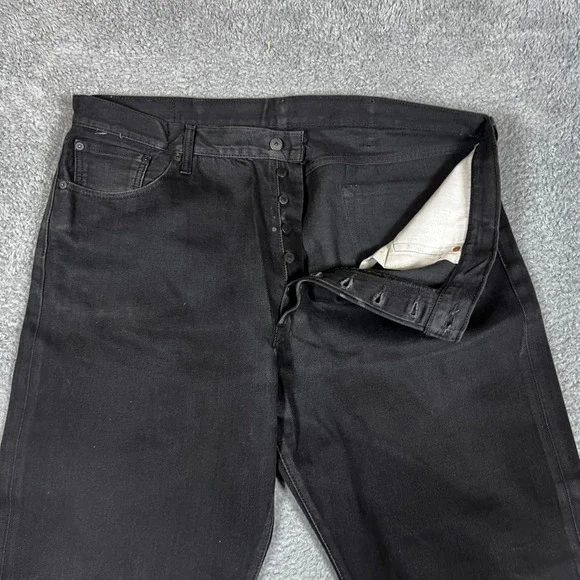 Levis 501 Jeans Mens 44x32 Black Button Fly Straight Leg Casual Formal Business‎